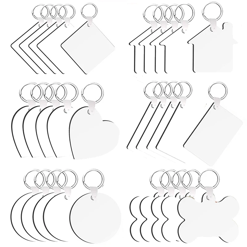 

30Pcs BLANK KEYCHAIN with Key Rings Sublimation Heat Transfer Keychains