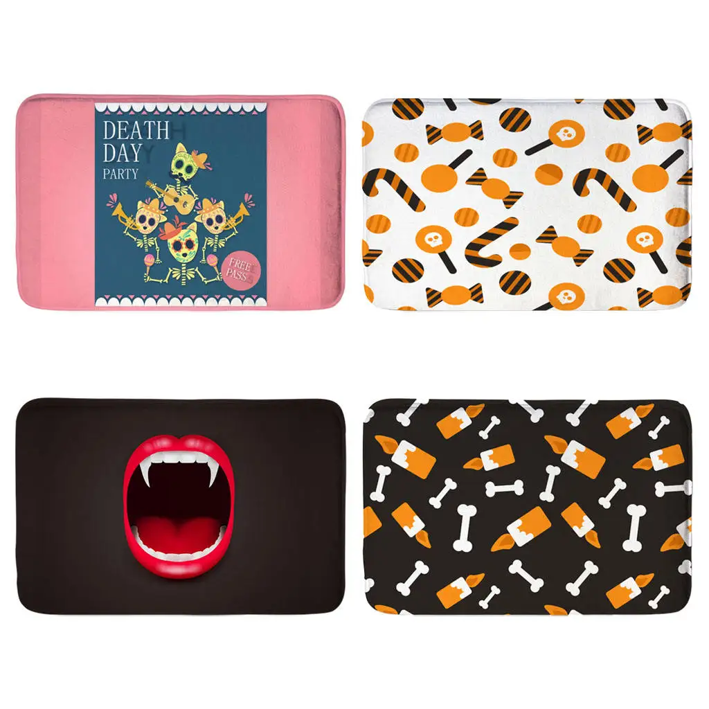 

Print Halloween Doormat Floor Mat Hallway Home Entrance Mat Soft Decorations Non-Slip Indoor Outdoor Area Rug Absorbent
