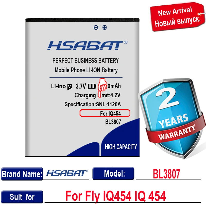 Аккумулятор HSABAT BL3807 для Fly IQ454 IQ 3100 BL 454 3807 мАч|battery for|battery for flybatteries batteries |