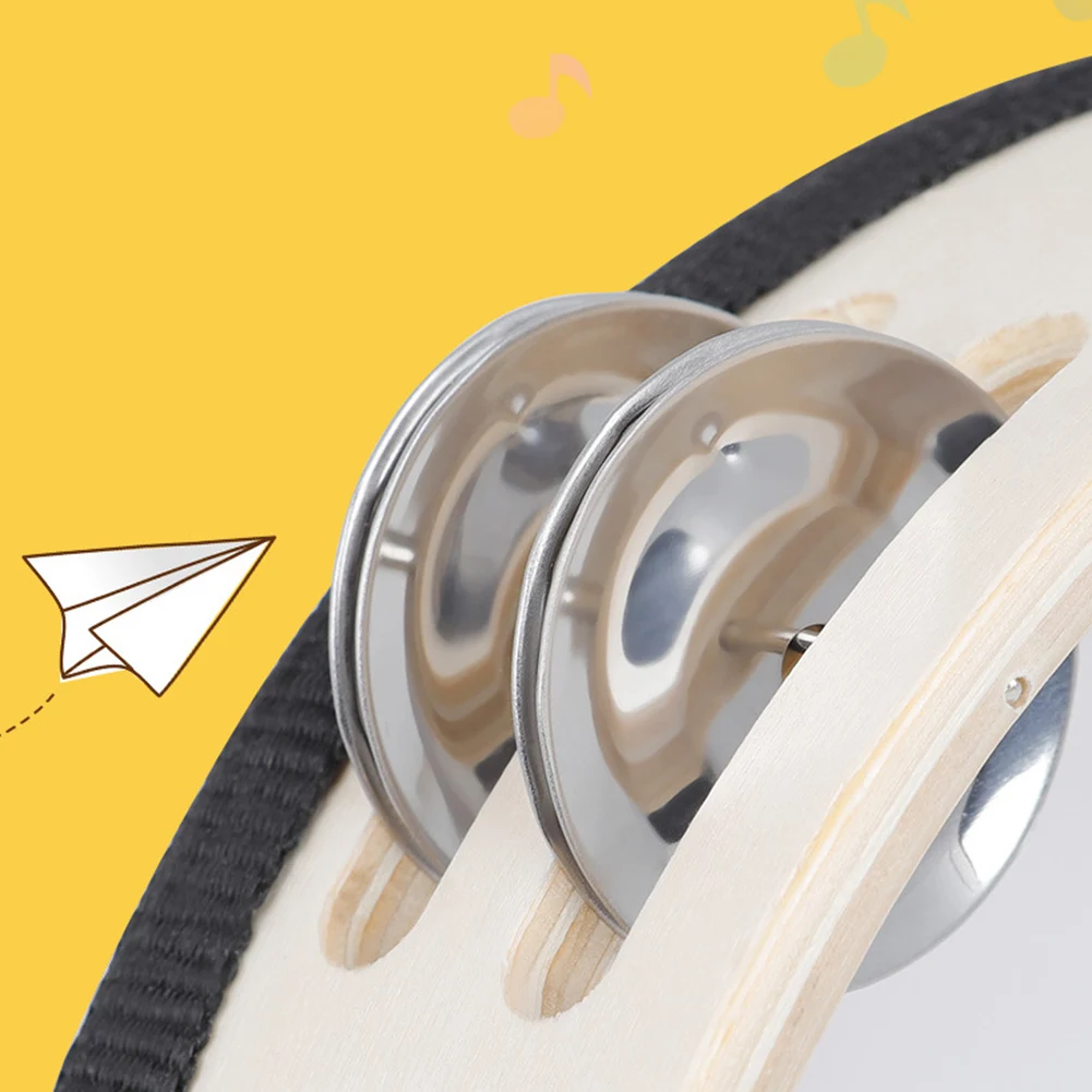 

8 Inch Double Row Metal Jingles Tambourine Handbell Hand Drum Percussion Toy