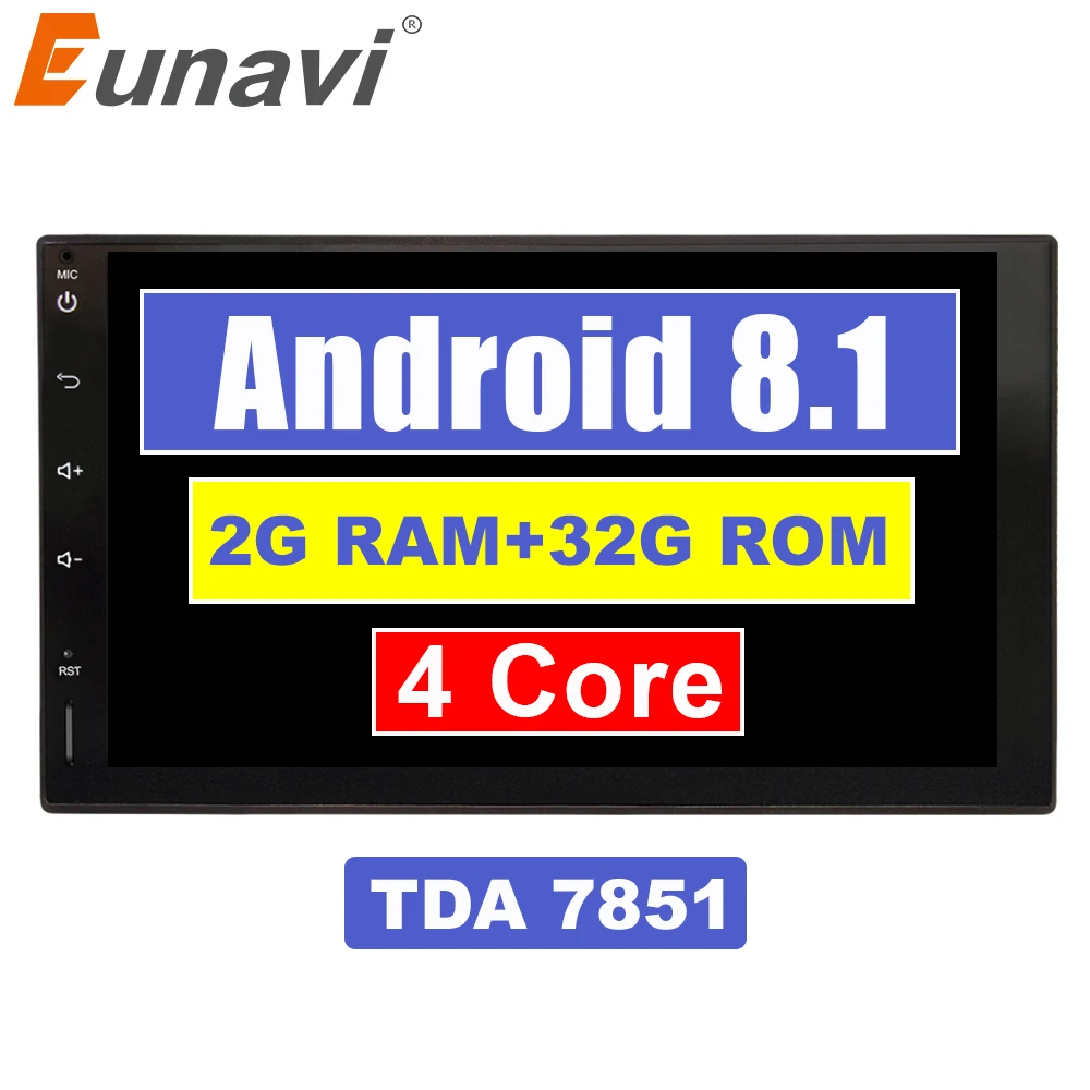 Eunavi 2 Din 7 дюймов чистый Android 8 1 tda7851 универсальный автомобильный Радио ПК gps Navi