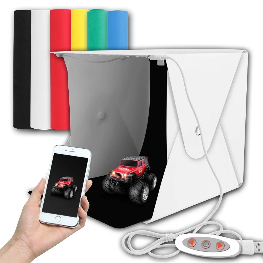 2 LED Folding Lightbox Mini Portable Photography Photo Studio Softbox Adjustable Brightness Light Box Kit For DSLR Camera | Электроника