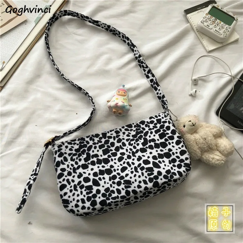 

Shoulder Bags Women Cow Pattern Underarm Fashion Students Chic All-match Korean Style Casual OL Ulzzang Handbags Purses Vintage