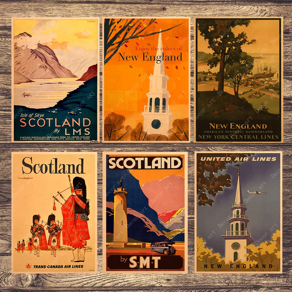 Путешествие в Шотландия Англия холст живопись винтажные настенные картины крафт