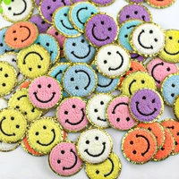 wholesale patches badges smiling face sequins patch letters embroidered sewing supplies iron on patches