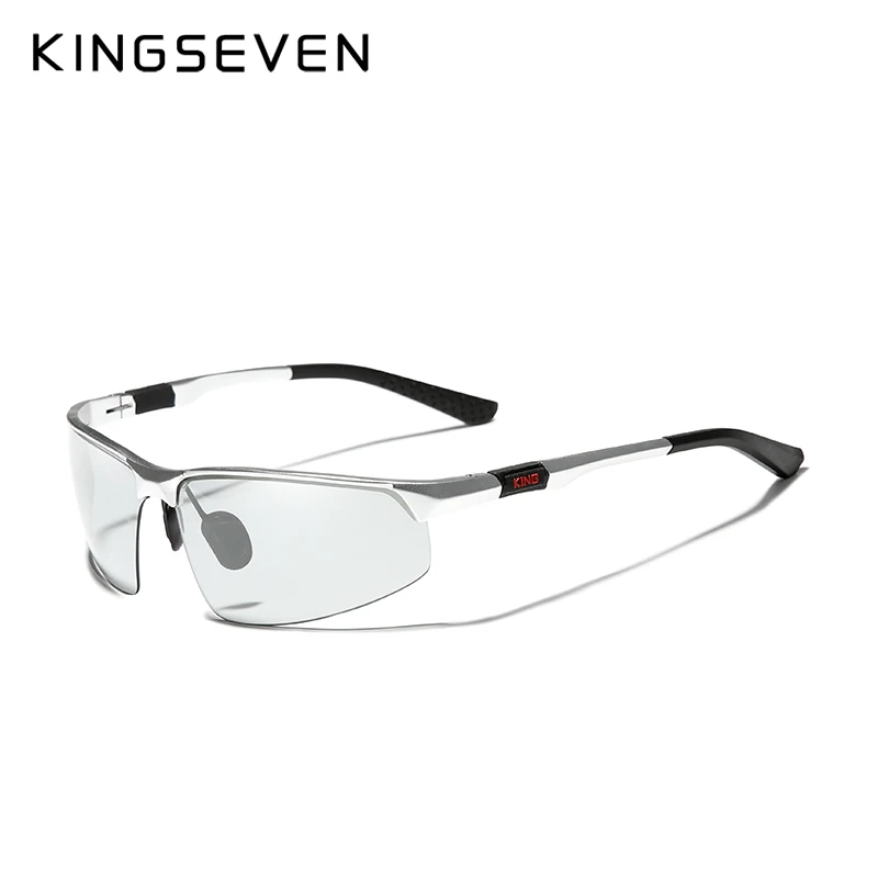 KINGSEVEN, фотохромные солнцезащитные очки, мужские поляризованные солнцезащитные очки, мужские сменные линзы, цветные очки, очки для вождения - Цвет линз: Silver  Photochormic