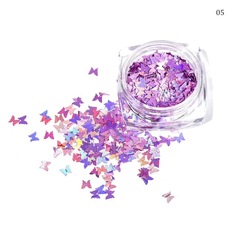 

3g Shiny Butterfly Glitter Lip Gloss Glittering DIY Decor 12 Colors Butterflies Laser Flakes Lipgloss Base Mix Decorations
