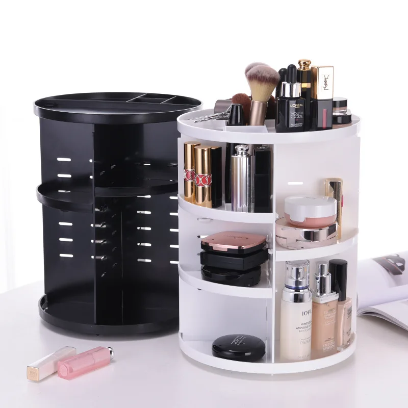 

360 Degree Rotating Cosmetic Storage Box Makeup Organizer Cosmetics Storage Rack Fashion Crystal Display Stand Large Capacity