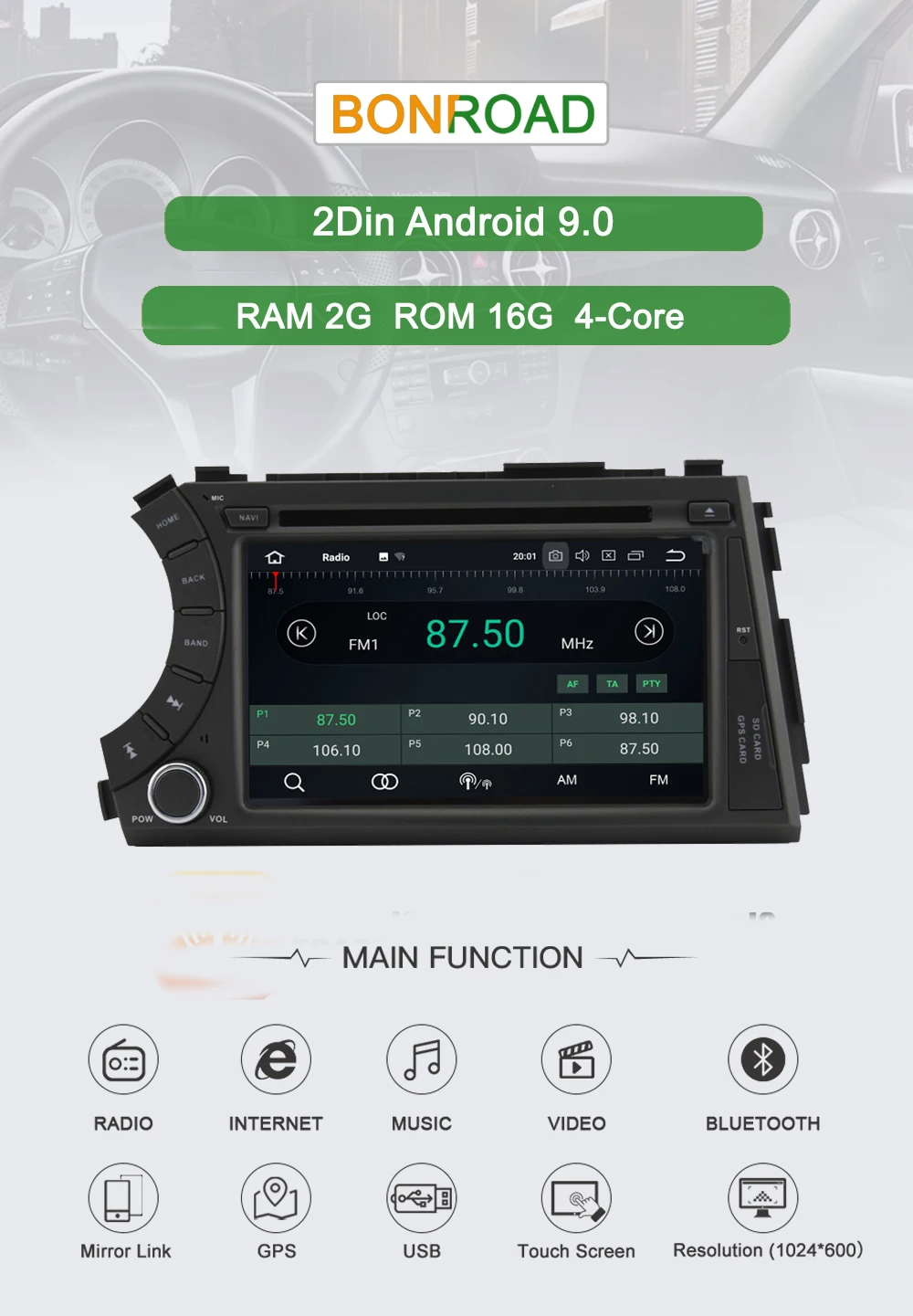 Bonroad 2 Din Автомобильный мультимедийный плеер для SsangYong Actyon Kyron видео gps Wifi радио 4G MP3 сенсорный экран
