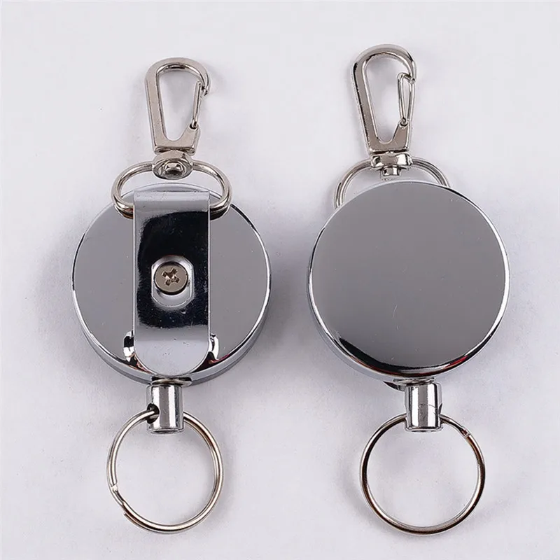 

Anti Lost Resilience Steel Wire Elastic Key Chain Recoil Sporty Alarm Silver Key Rings Stainless Steel Climbing Accessories