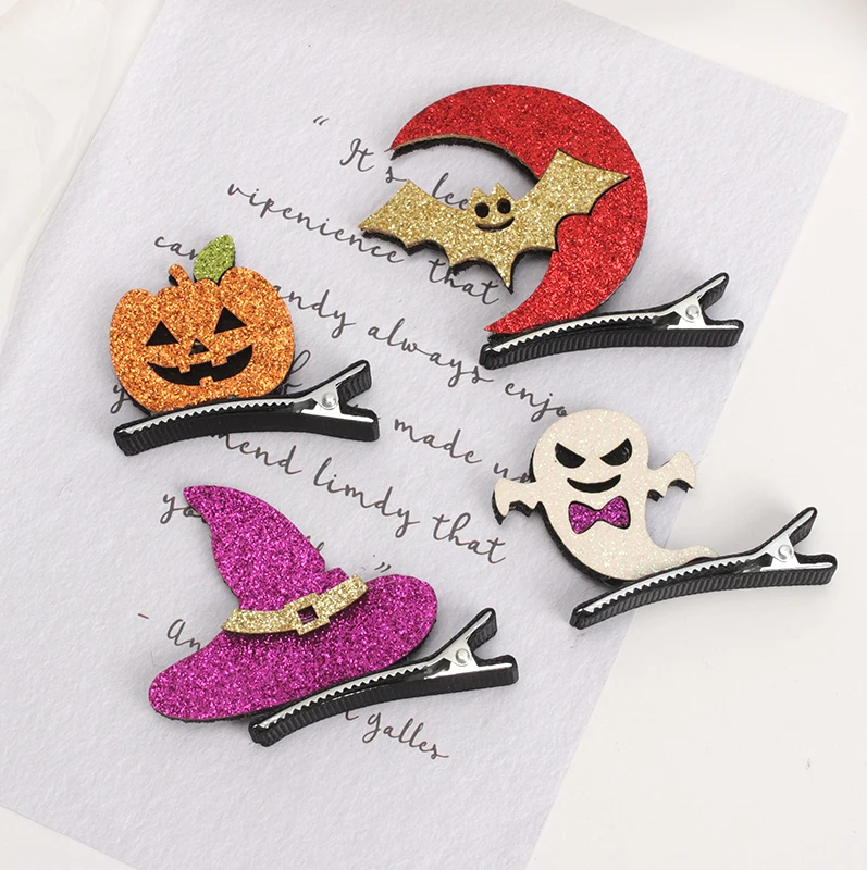 

Halloween Baby Witch Hat Hair Clips Kids Girl Ghost Hairpins Pumpkin Skeleton Bat Barrettes Pins Headwear Bebes Accesorios