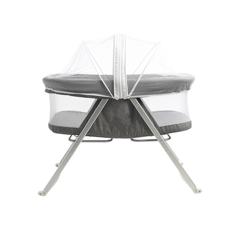 Portable Baby Crib with Mosquito Net, 2 in 1 Rocking Bassinet for Newborn Infant