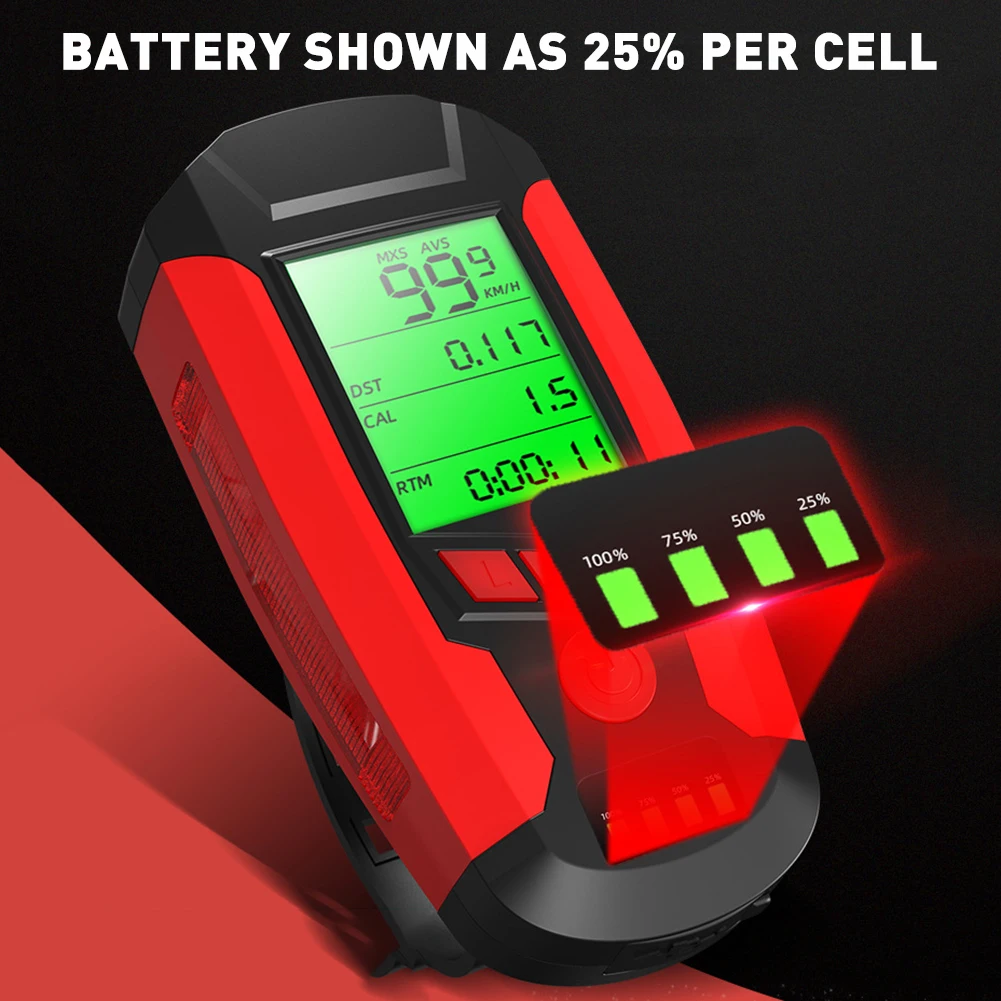 

Multi-Purpose Bike Computer Bicycle Headlight and 130dB Horn LCD Display Speedometer Rechargeable Front Light for MTB Road Bikes