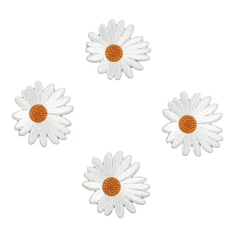 10pcs Iron On Daisy Patch Cartoon Flower Stickers DIY Clothes Patches Handmade Jeans Backpacks Sweaters Caps Fabric Appliques