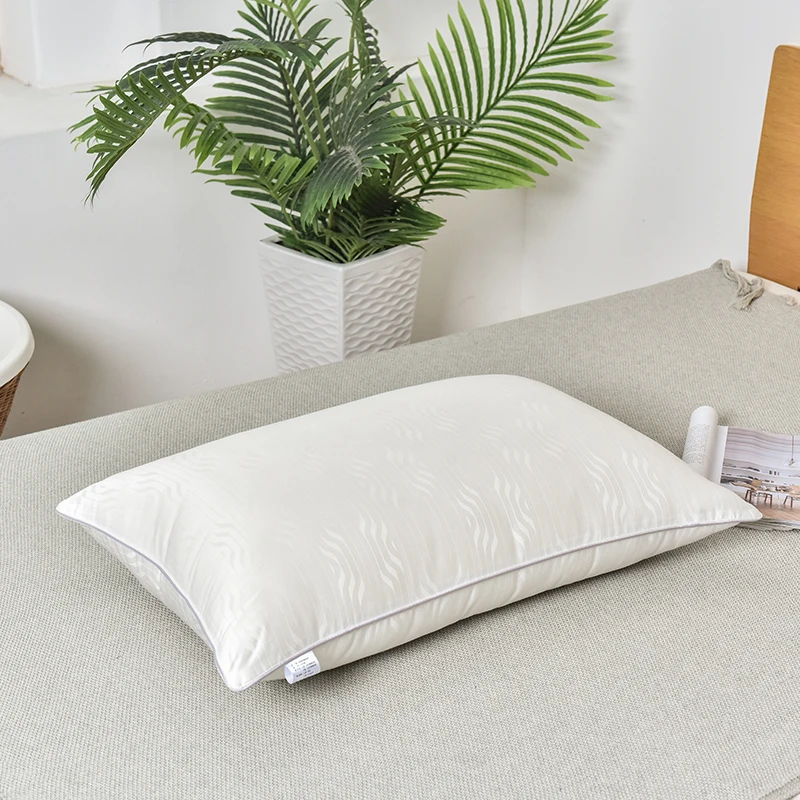 Almohadas de cama de seda Mulberry, relleno de seda Natural, Jacquard, anti&aacute;caros, suaves y esponjosas, para Hotel y cuello, 48x74, 1100 gramos-2