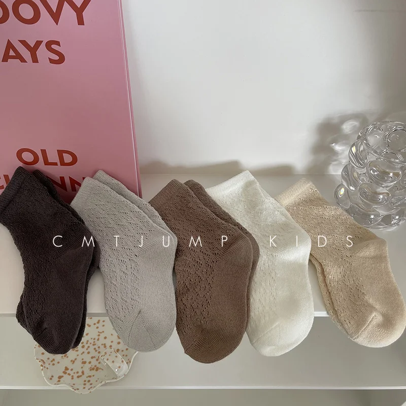 Летние дышащие тонкие хлопковые носки для маленьких мальчиков и девочек 5 пар/лот