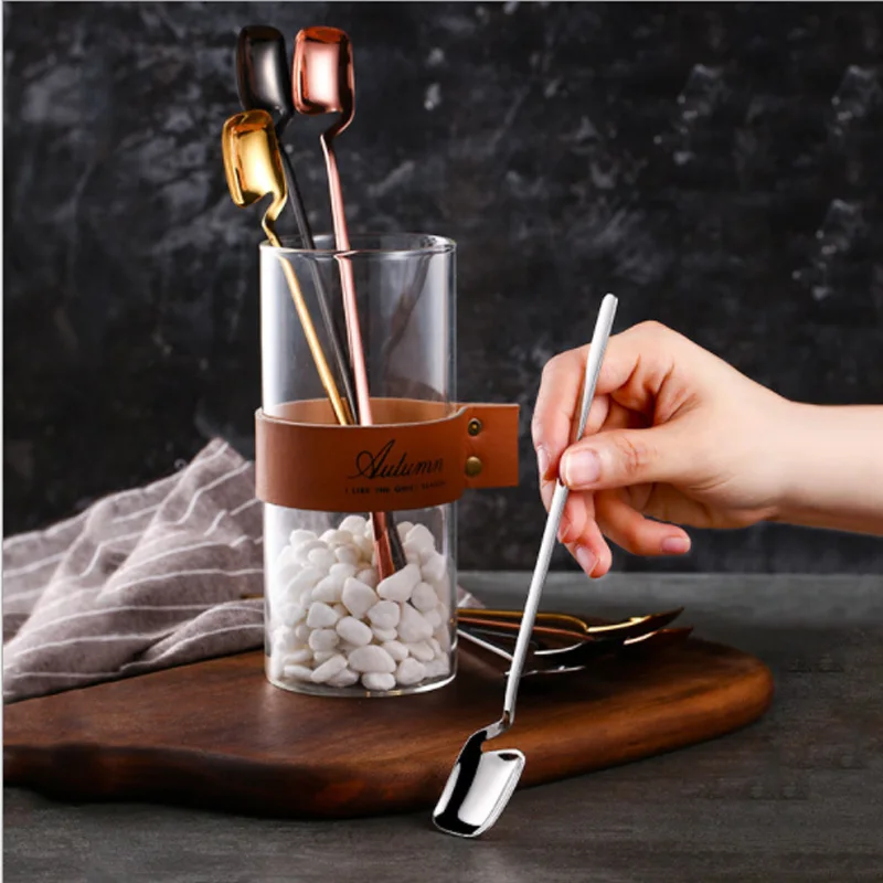 2 шт. высокое качество квадратная ложка для сока скелет с длинной ручкой