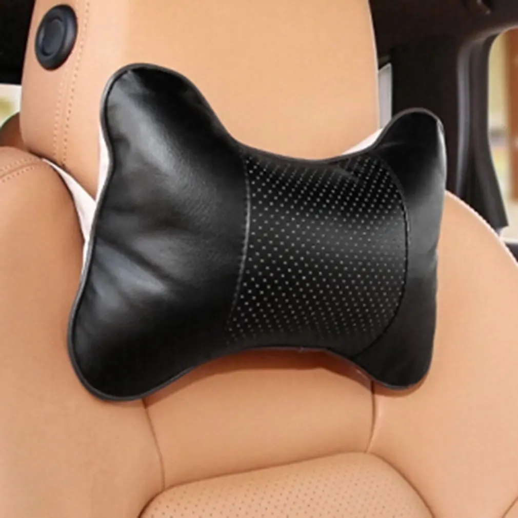 

Portable Universal Solid Bone Shape Headrest Pillow Car Head Neck Rest Breathable Leather Cloth Cushion Auto Interior Accessorie