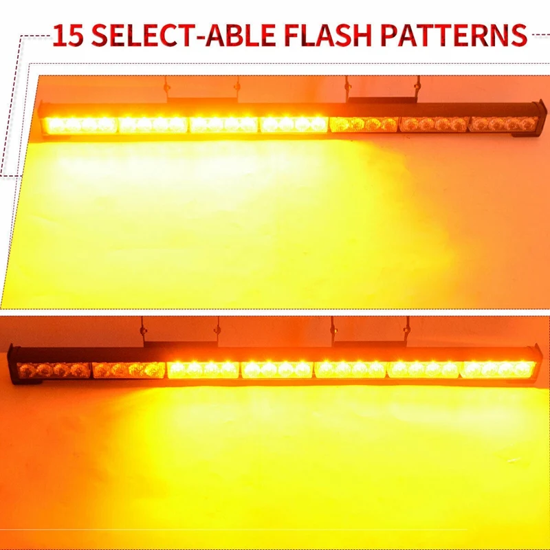 31 Inch 28 LED Emergency Flash Strobe LED Light Bar Traffic Advisor- Amber 12-24V