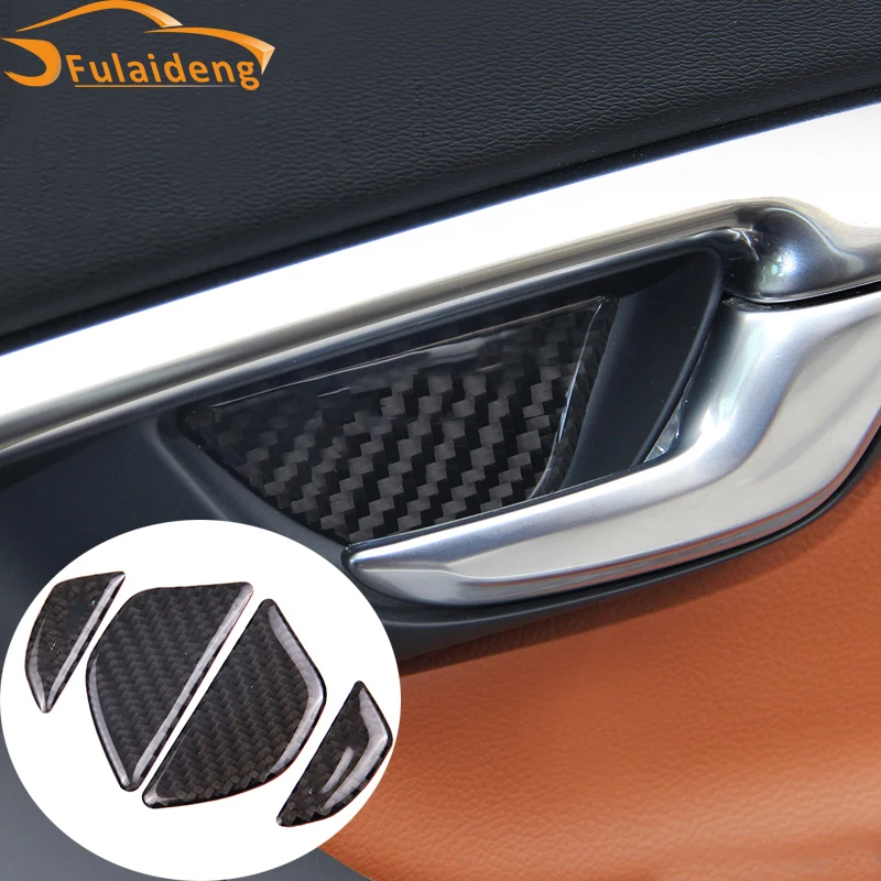 4 шт. для Volvo XC60 V60 S60 2014 2017 внутренняя дверная ручка из углеродного волокна крышка