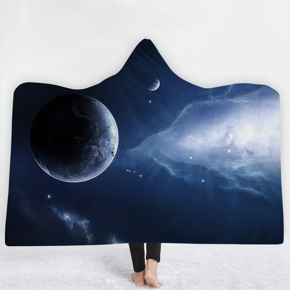 Одеяло с капюшоном Cosmic Galaxy, утепленный плащ из микрофибры, волшебная Сиеста, семейная одежда, одеяло для детей, Прямая поставка