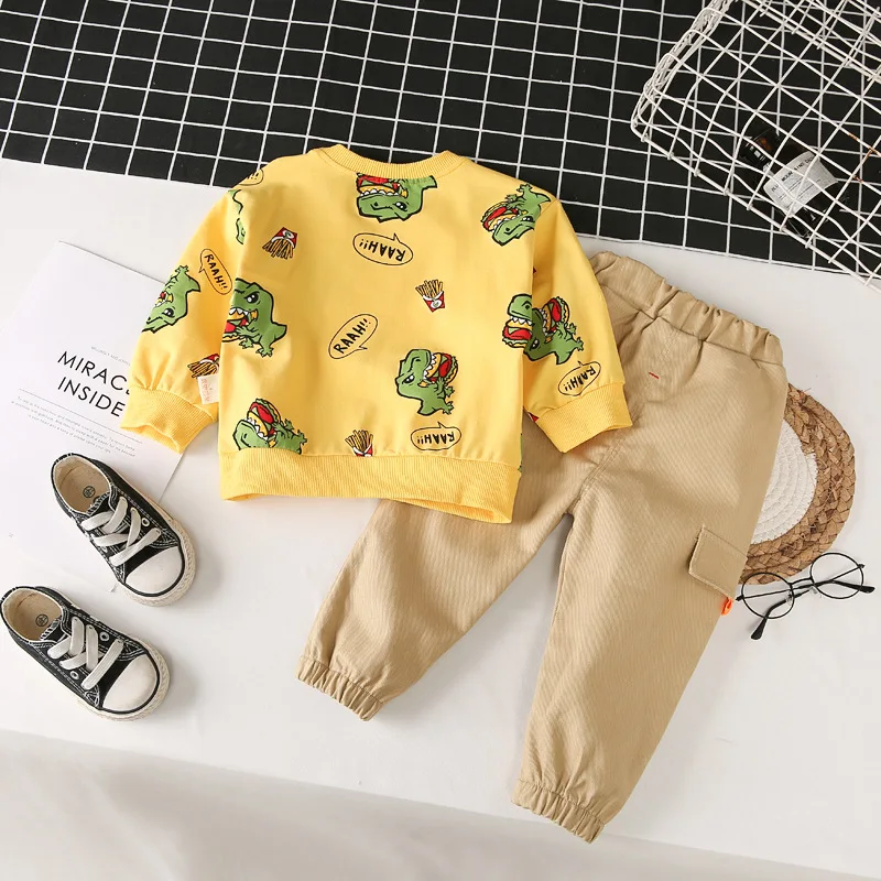 

New Spring Autumn Children Clothes Baby Boys Girls Cartoon T Shirt Pants 2Pcs/sets Kids Infant Cotton Costume Toddler Tracksuit