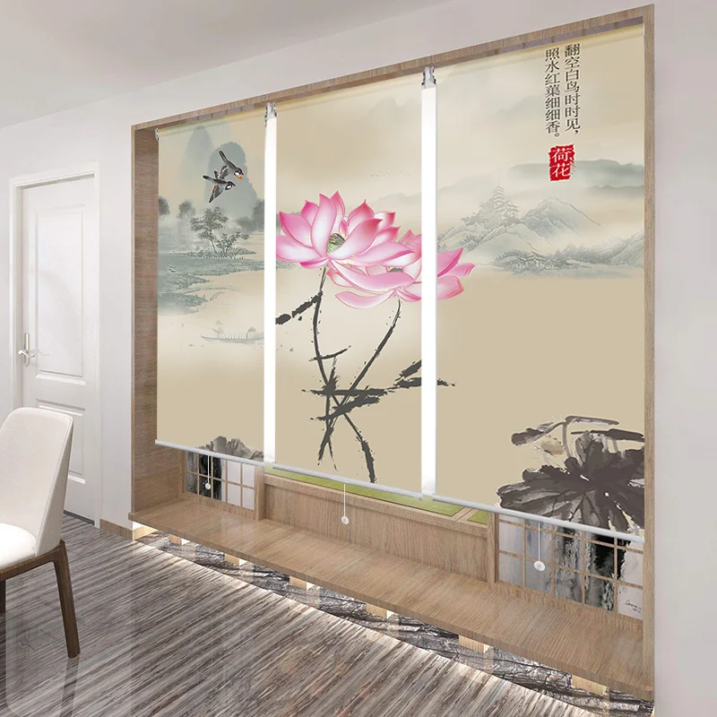 Светонепроницаемые роликовые шторы из 100% полиэстера китайская живопись экран в