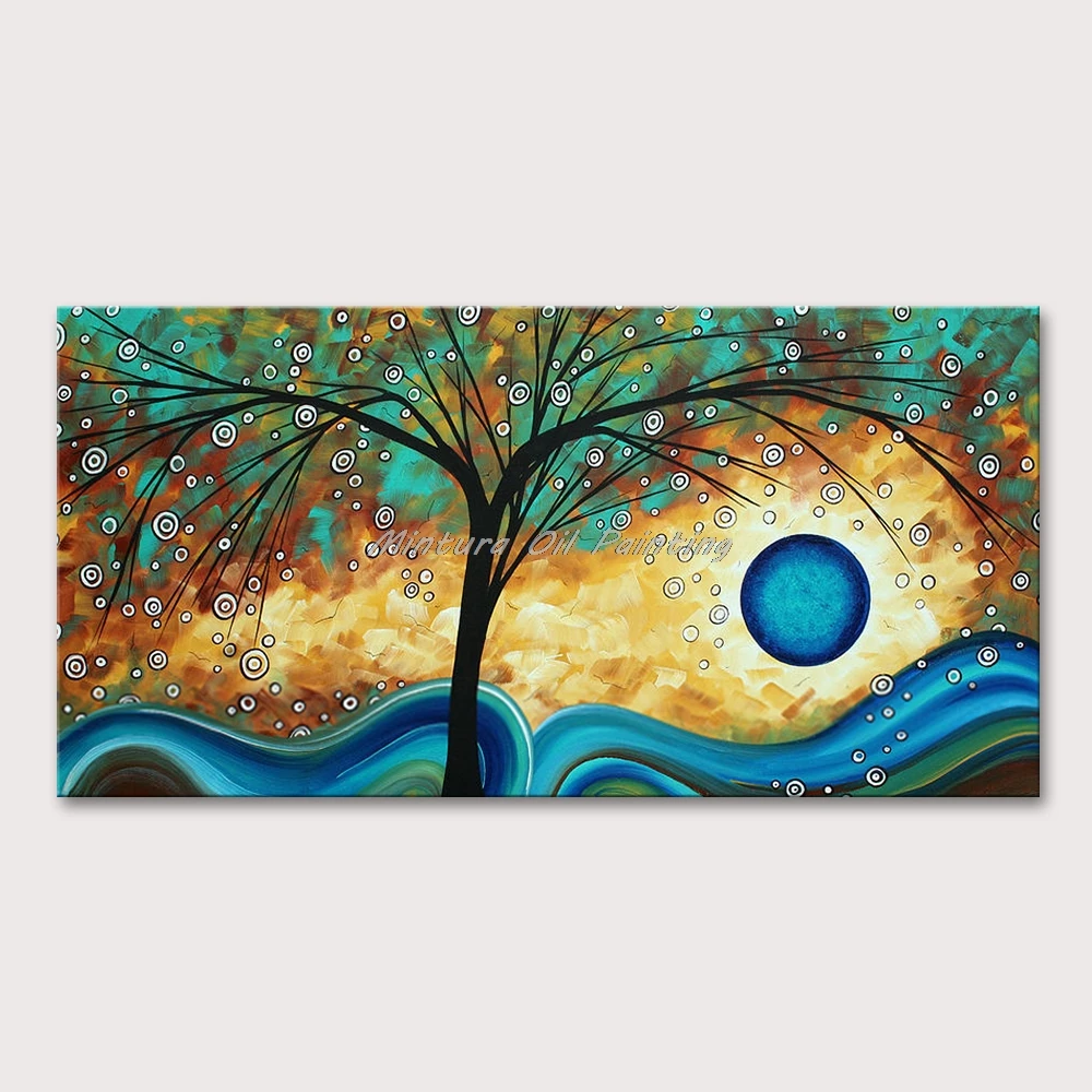

Mintura Wall Picture for Living Room Oil Painting on Canva Hand Painted The Abstract Universe Tree Home Decor Wall Art No Framed