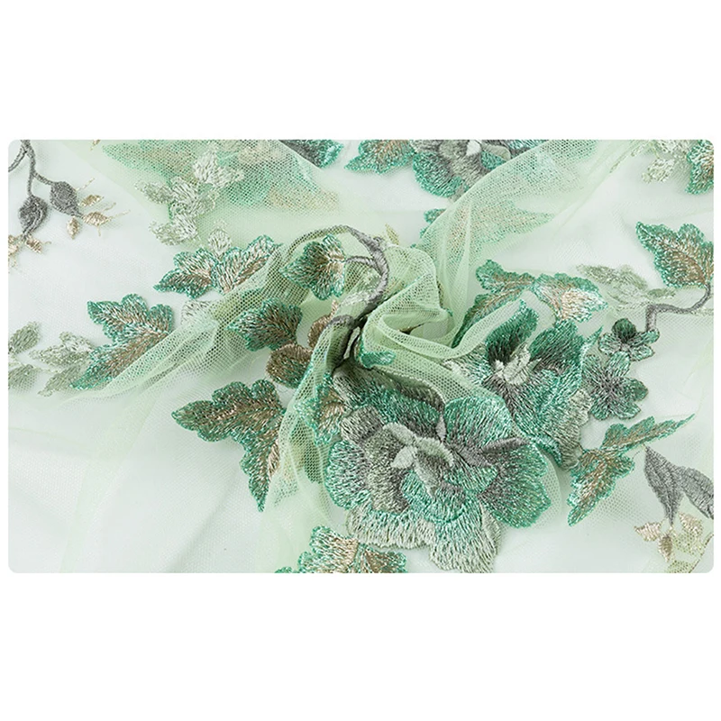 

Fashion Wedding Dress Fabric Mesh Embroidery Fabric Full Of Lace Fabric Nylon Mesh Artificial Silk Tulle Lace Fabric 130*180cm