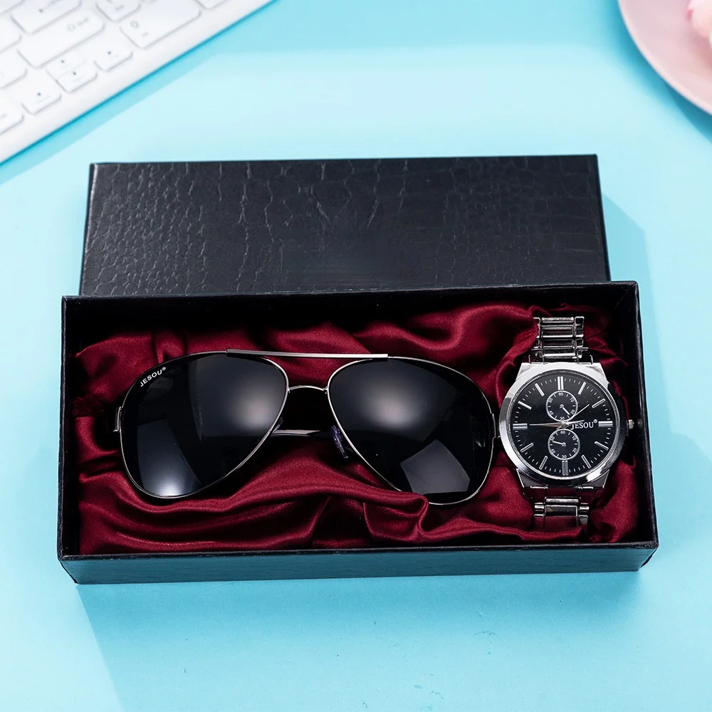 

2pcs / set boutique gift set men's Glasses + large dial quartz watch twist Watch best selling watch