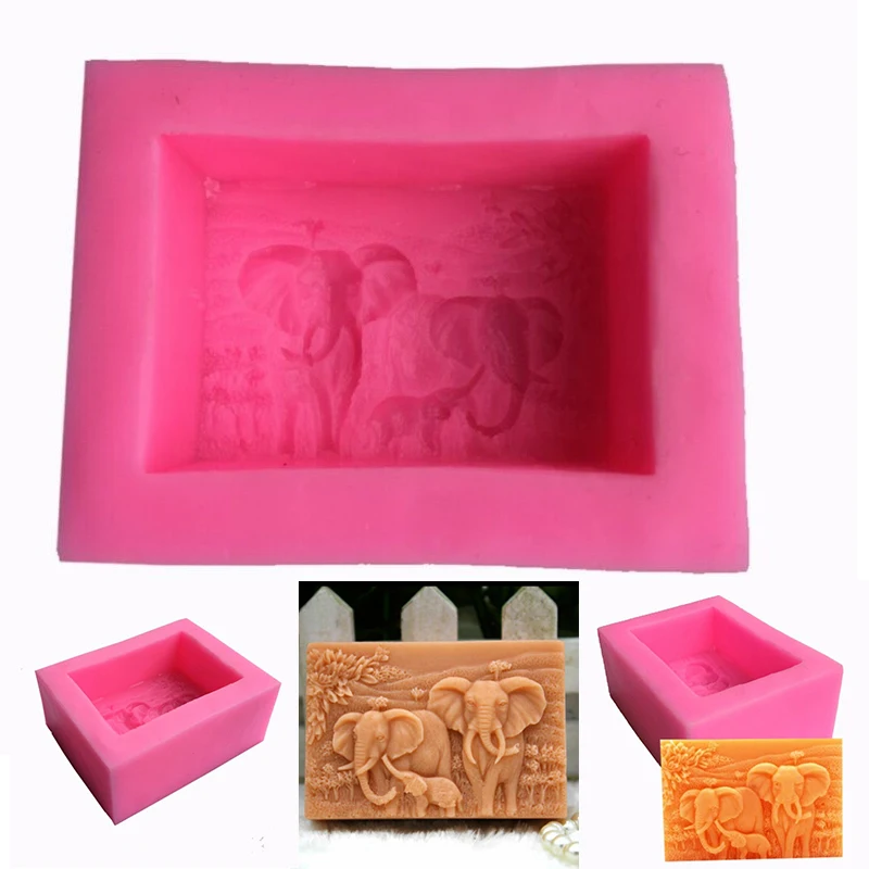 Elephant Family Making Mould Silicone Soap Candle Mold Craft Handmade DIY Molds mold | Дом и сад