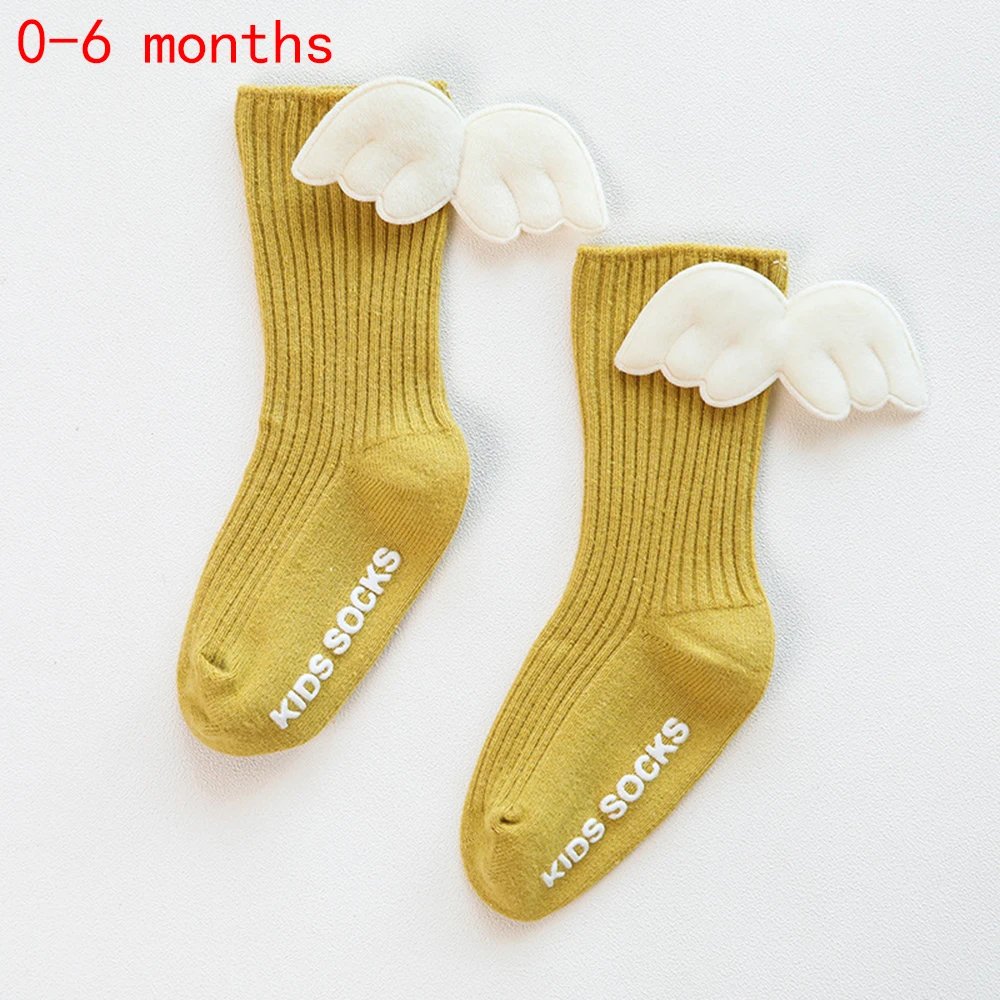 05 Newborn Baby Kids Socks Cute Wings Toddlers Girls Knee High Long Breathable Comfortable Soft Cotton Baby Socks - Color: 05