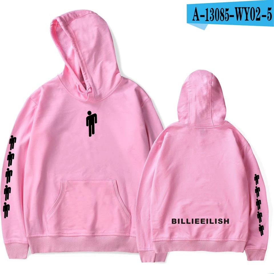 Новая горячая Billie Eilish Толстовка Мужская Черная хлопковая толстовка пара Billie Eilish Толстовка простая сохраняющая тепло Женская/Мужская толстовка одежда - Цвет: Pink