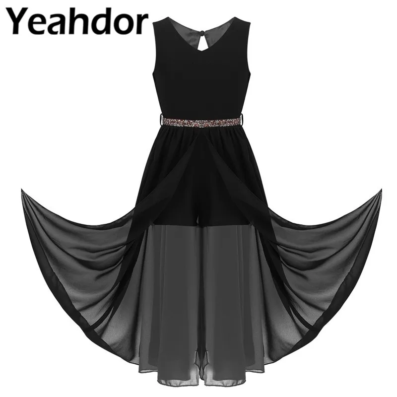 Детский шифоновый комбинезон с V образным вырезом без рукавов|Цветочные платья