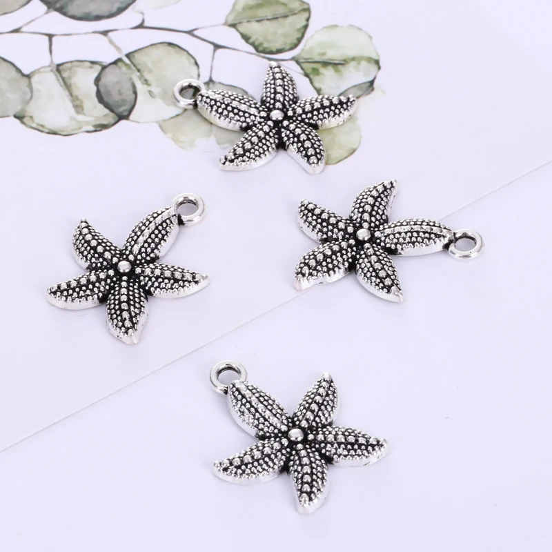 

10 pieces/batch Tibetan silver ocean starfish pendant bohemian jewelry DIY necklace bracelet crafts accessories-zinc alloy