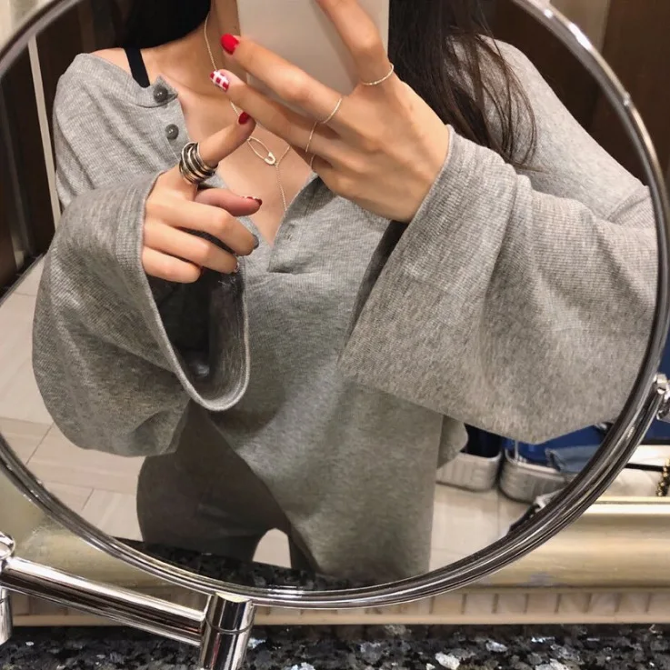 

WOMENGAGA Women's Clothing 2020 Autumn Winter Semi-open Collar T-shirt + Casual Pants Two-piece Sports Suit Long-sleeved VII1