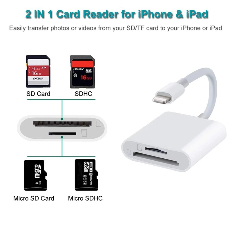 TF и SD кард-ридер двойной слот камера ридер адаптер игры просмотра совместимый для