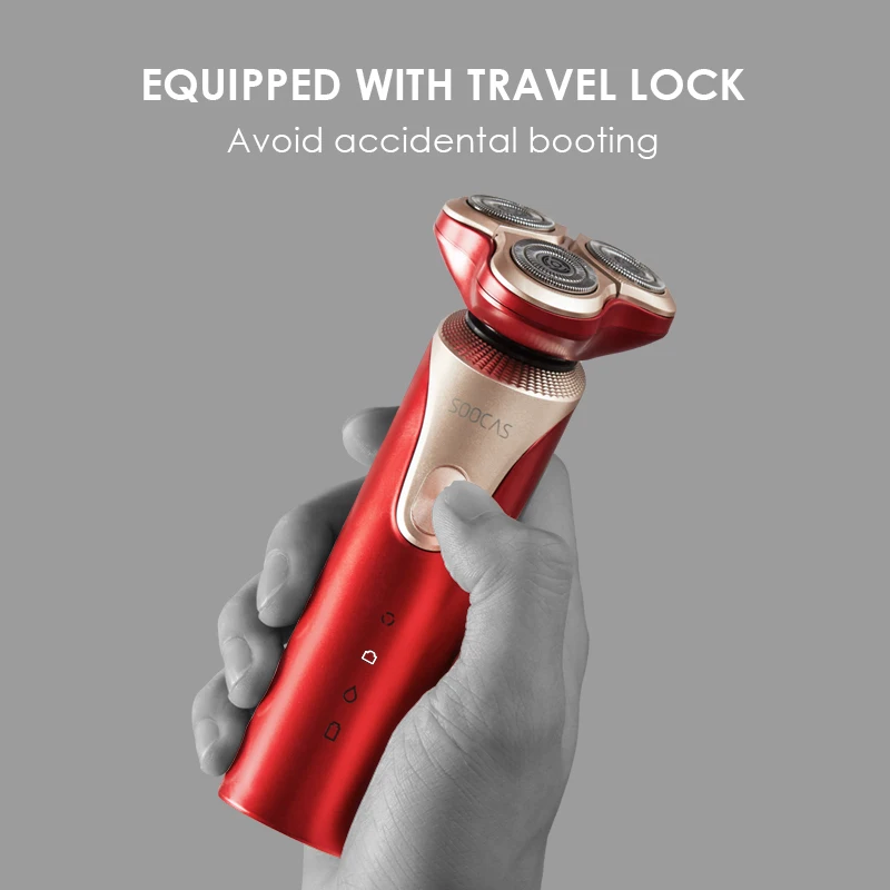 Электробритва SOOCAS S3 Мужская водонепроницаемая электробритва с 3 головками для