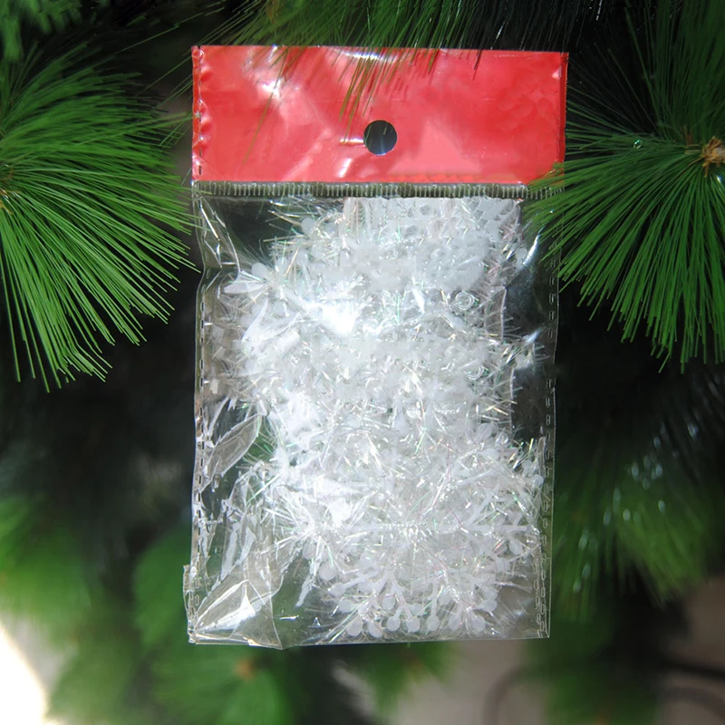 30 шт./лот креативное белое пластиковое подвесное украшение в форме снежинок для