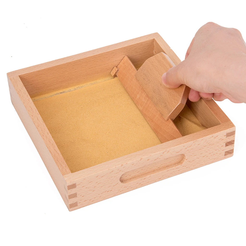 

Wooden Scraping Sandbox and Scrape Sand Block Teaching Aids Toys for Kids Alphabet and Number Learning Toy