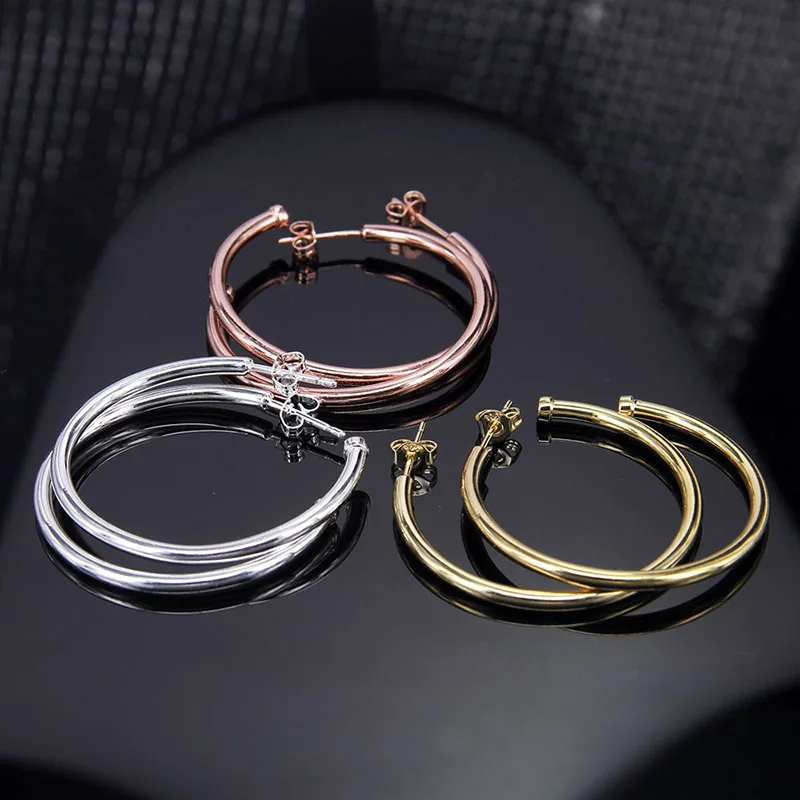 Серьги-кольца на шарнирах в креольском стиле 39 мм | Украшения и аксессуары