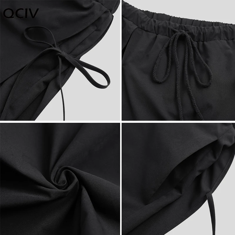 

Men Wide Leg Pants Pockets Joggers Loose Solid Drawstring Irregular Skirt Trousers Men Punk Style Streetwear Harem Pants