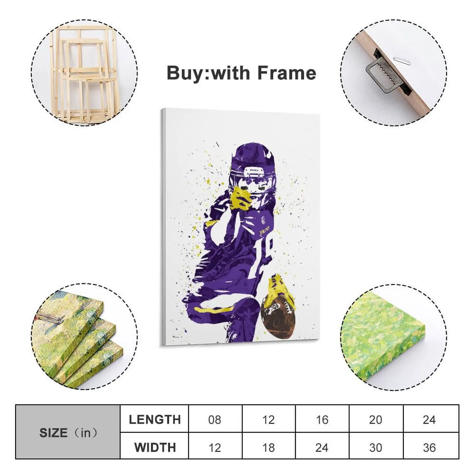 

Decor 19 Adam Thielen Print Painting Canvas Hang A Picture for Living Room Wall Room Posters With Frame Modern Home
