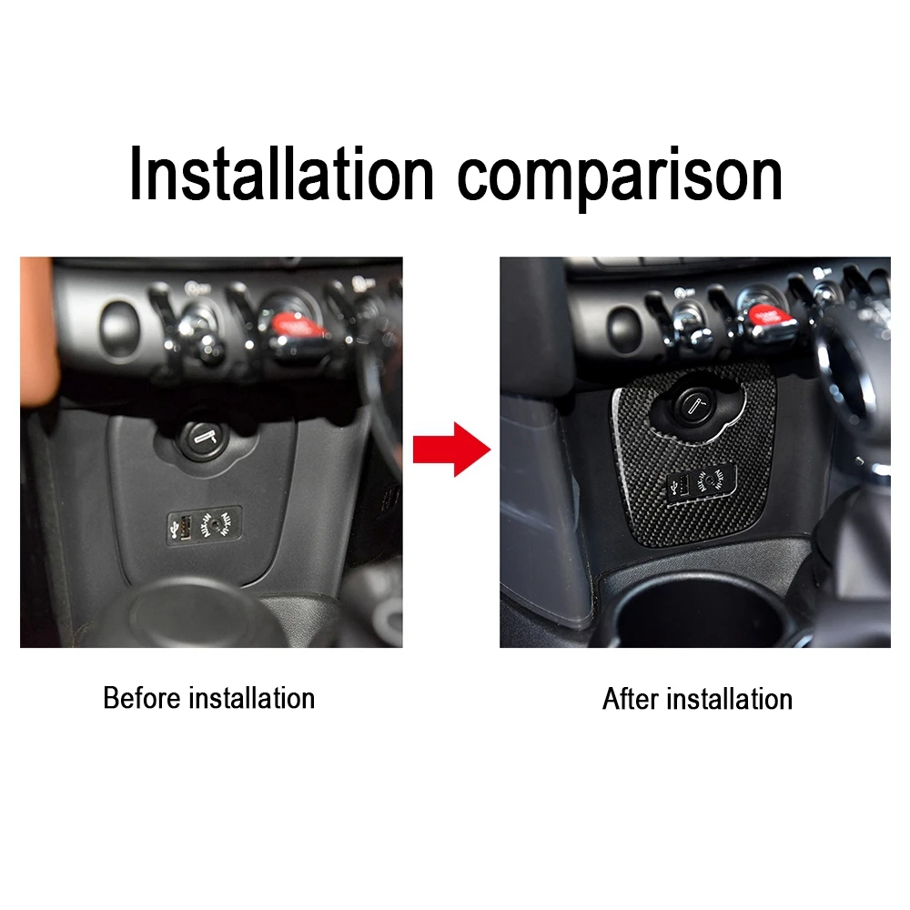 

Real Carbon Fiber Car Interior Sticker Car Power Outlet Cover Decorative Sticker Protector Strip for MiniCooper JCW F55 F56