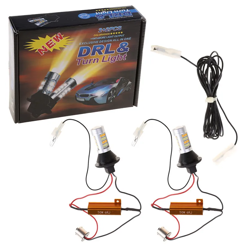 1 пара Dual-Цвет 42 светодиодный BAU15S 2835 горки DRL сигнал поворота светильник комплект