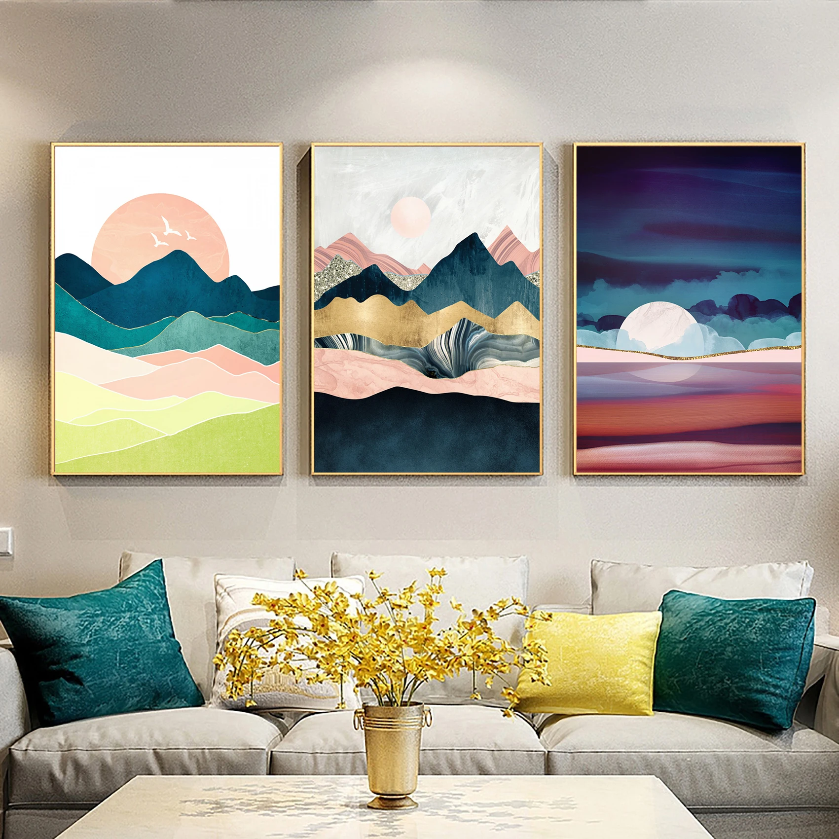 

Скандинавский абстрактный Горный пейзаж, холст, принт, настенный художественный постер, картина, украшение для спальни, гостиной