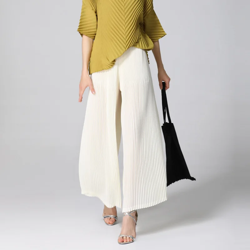 Женские свободные брюки размера плюс до щиколотки однотонные плиссированные