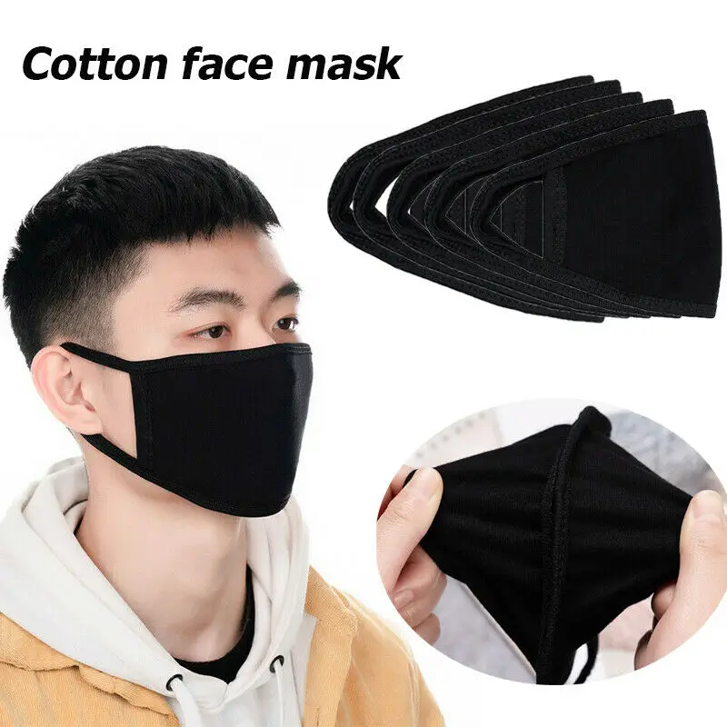 10 шт. черная Симпатичная хлопковая маска для лица с аниме KPOP многоразовые теплые