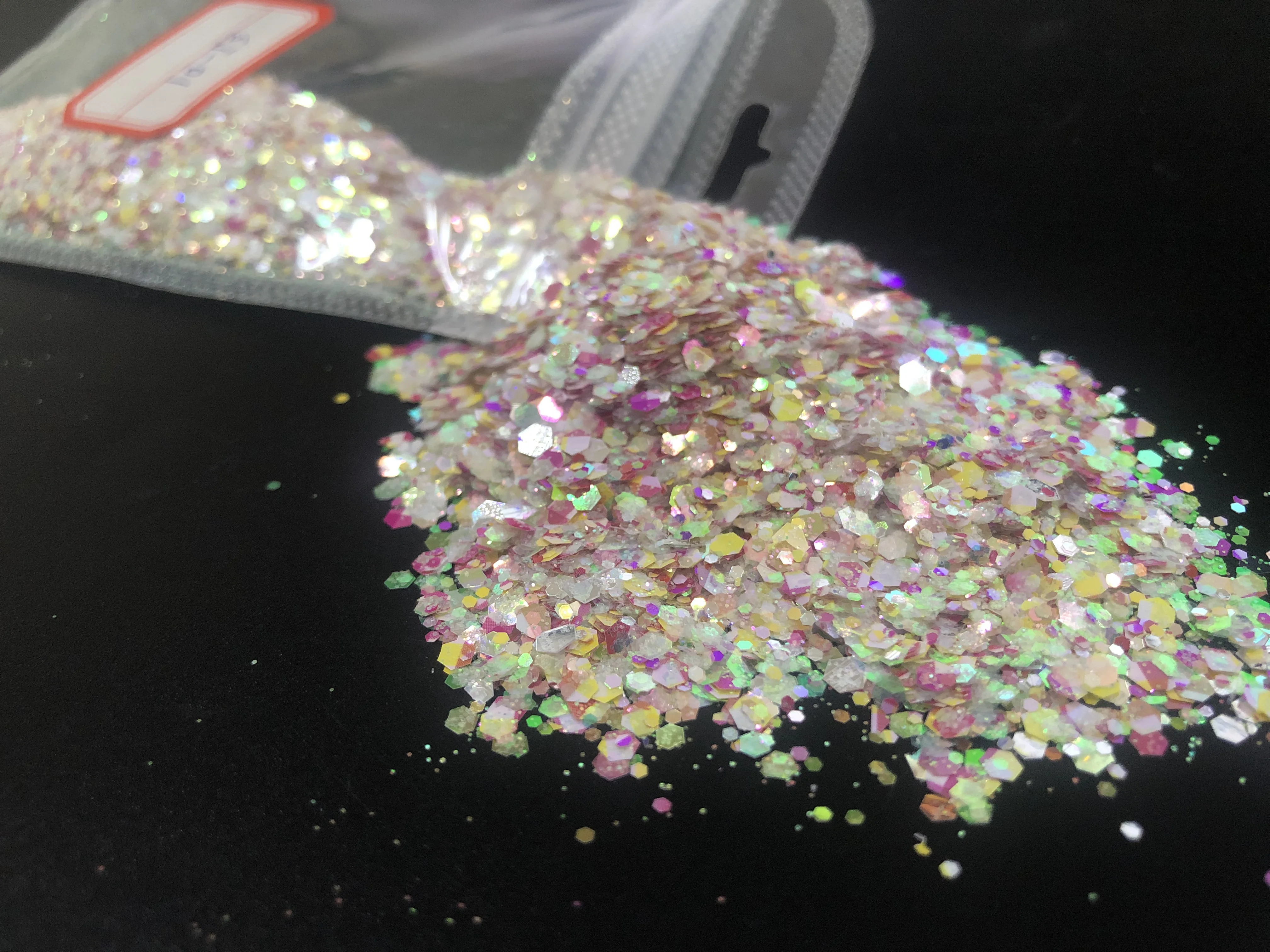 

Double-sided chunky glitter 10g bag Festival Glitter Cosmetic Face Body Hair Nails Hexagon Shapes sequin powder mixes HSJ2-48