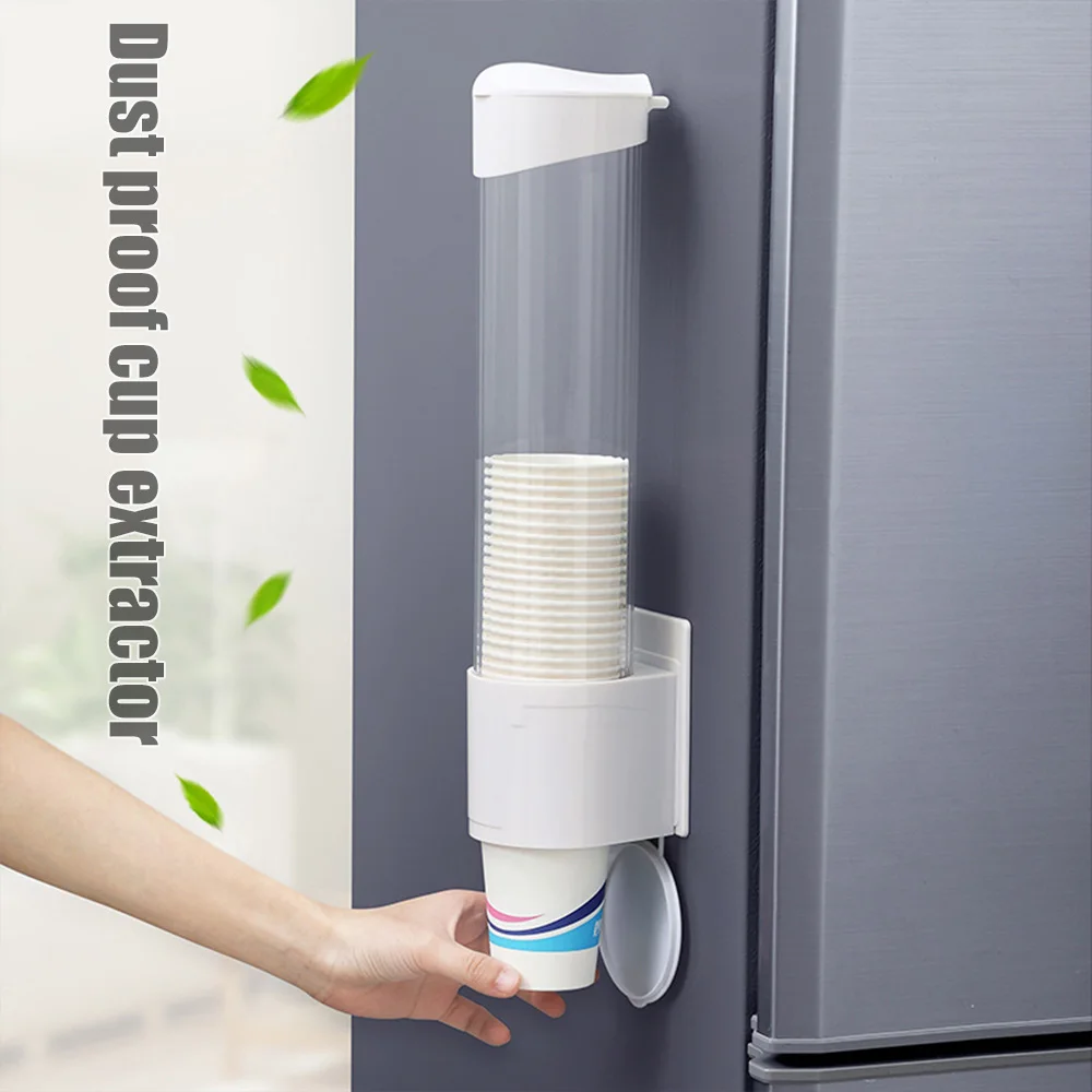 

Cup Holder Punch Free Automatic Water Dispenser Paper Cup Taker Space Saving Wall Mounted Storage Rack For Home Office